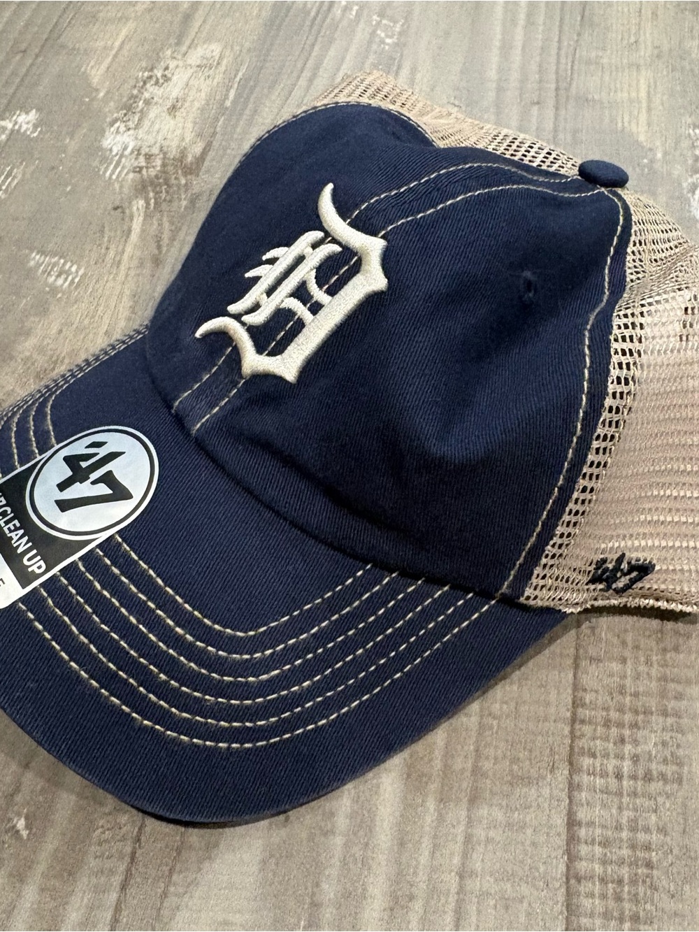 Men's Detroit Tigers '47 Navy Trawler Clean Up Trucker Snapback Hat NWT